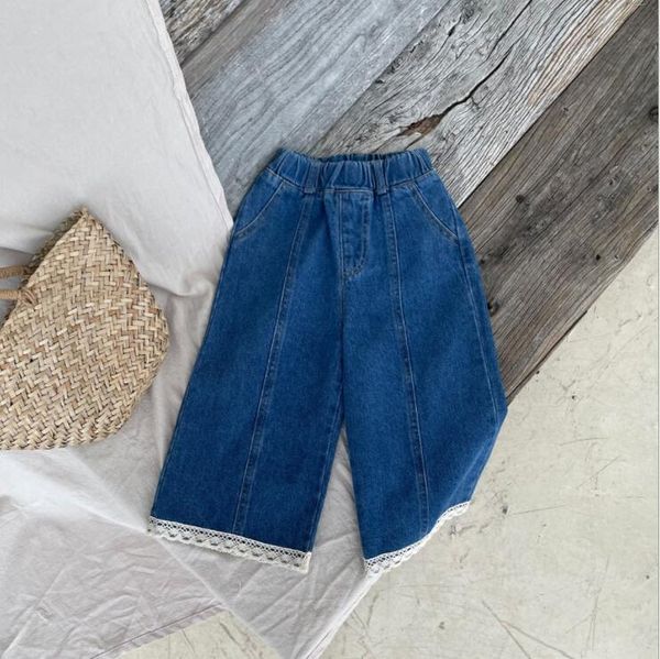 

trousers 2021 girls boys denim long pants autumn cotton fashion kids 2-8t xy746, Blue