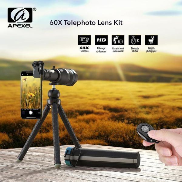 

telescope & binoculars apexel telepo lens 60x for mobile smart phone super zoom monocular optical glass metal body