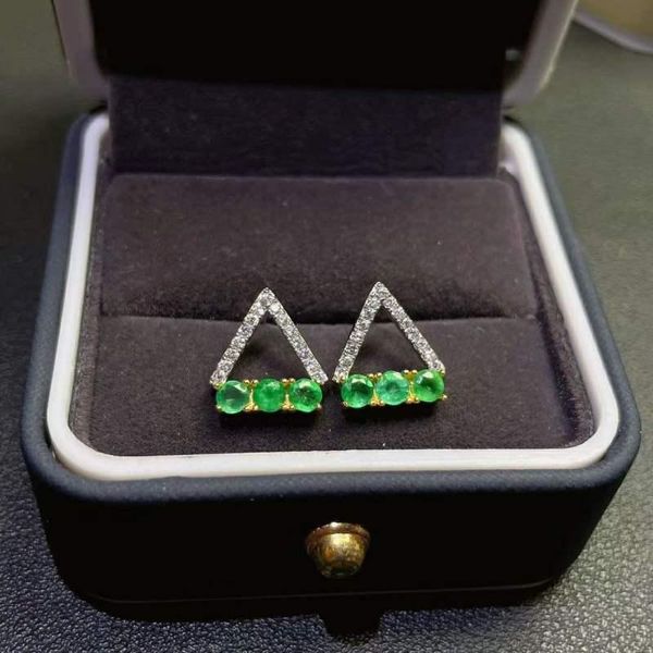 

stud 2021 limited plant party classic lanzyo 925 sterling emerald earrings gift for women jewelry fine e0303022agml, Golden;silver