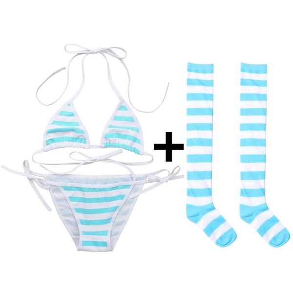 

bras sets cute anime lingerie bra and panty set lolit cosplay miniature stockings women's japanese stripe cotton bikini, Red;black