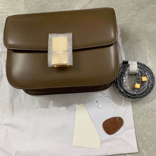 

2020 luxury design classic box flap geniune leather tofu square s with lock women casual shoulder crossbody bag