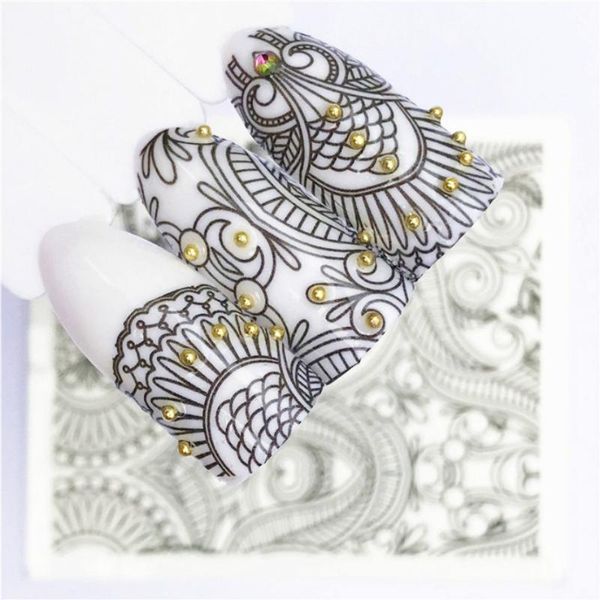 

false nails 1@# fashion lace netting sticker diy nail art tips nature clear fan finger display practice acrylic uv gel, Red;gold