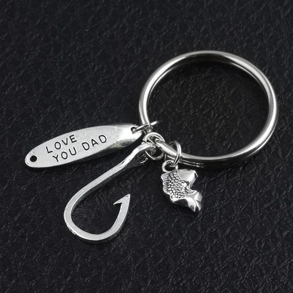 

keychains jewelry fishing key-chain father's day hook for dad, Silver