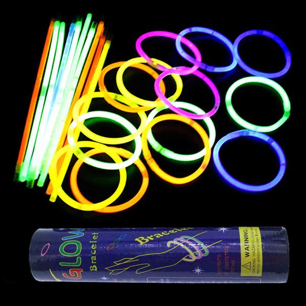 100 Pz/lotto 8 Colori Della Miscela Luminoso Colorato Glow Sticks Giocattolo Luce di Fluorescenza Al Neon Evento Rifornimenti Del Partito di Festa Concerto Decor