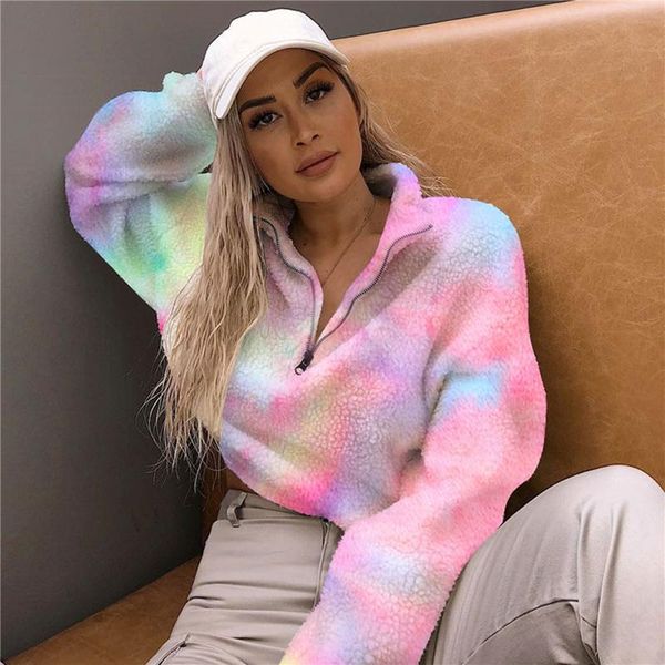 

women's fur & faux gradient tie dye print korean long coat warm winter womens plus size fashions teddy coats pink, Black