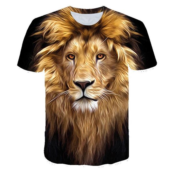 Herren T-Shirts 2021 3D-gedrucktes T-Shirt Löwe Spaß T-Shirt Kinder Jungen Mädchen Kleidung Hip Hop Coole Sommer Tops Kurzarm 4T-14T