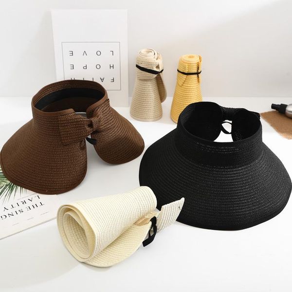 

summer handmade weave sun cap portable outdoor hats large brim collapsible straw beach girl holiday uv protection beanies