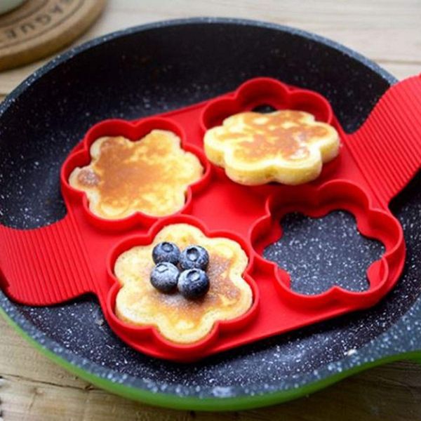 Oeuf Moule Pancake Maker Pancakes Anneau Moule En Silicone Antiadhésif Cuiseur Oeufs Frits Shaper Omelette Moules pour Cuisine Accessoires De Cuisson