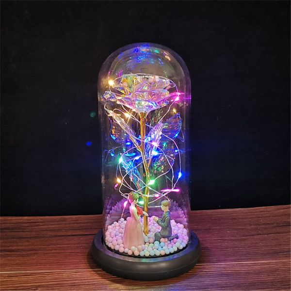 

led night light favors foil flower in glass cover team bride bridesmaid gift wedding decoration event party decor rgb proposal