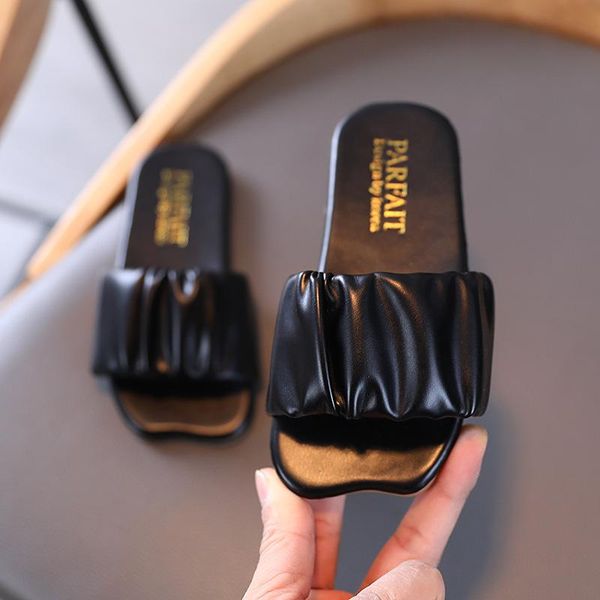 

slipper 2021 summer kids slippers for girls korean fashion home sandals baby toddler girl slides house shoes children flip flops, Black;grey