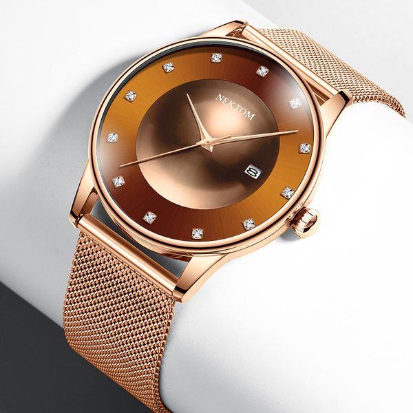 

new fashion men's watch leisure personality simple wristwatch belt waterproof quartz watch, Slivery;brown