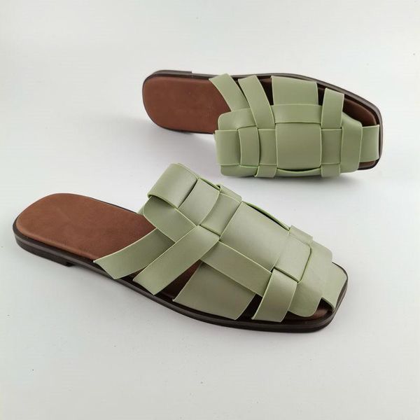 

shoes slippers women summer square toe shale female beach pantofle slides soft sabot flat 2021 rome pu basic rubber microfiber c, Black