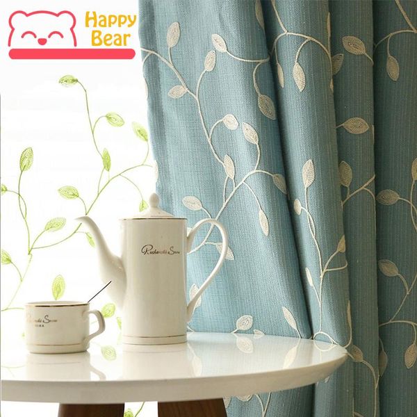 

curtain & drapes happy bear pastoral style for window polyester embroidered shading blue pink decoration 200x270cm