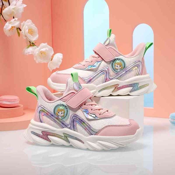 

children's sports 2021 autumn and winter new girls' fashionable leather casual middle school students' soft soled running sho, Black