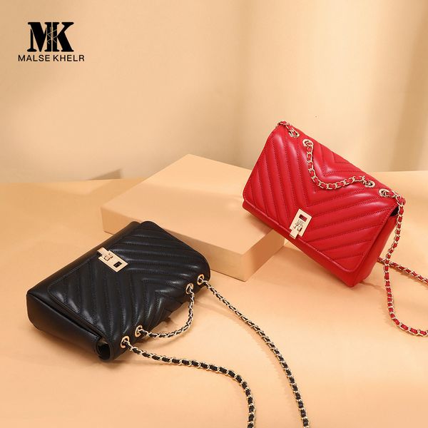 

Full Women's Bags Leather Handbags Bag Crossbody 2021 Fashion Black Chain Messenger High Sense Versatile Small Square