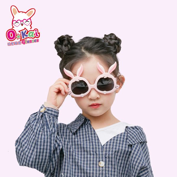 

children's 2021 polarized sunglasses cute long ear rabbit silicone eye frame anti ultraviolet baby glasses, Black