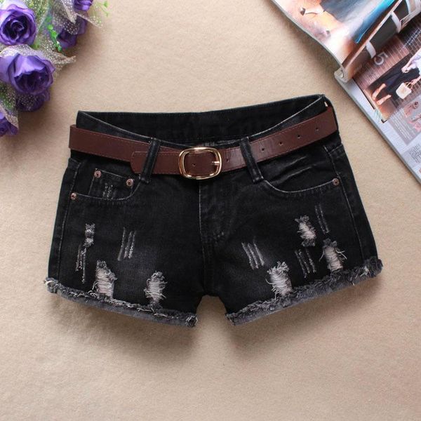 

women's shorts s/3xl fashion women summer denim hole low waist casual female large size autumn boot jeans short without belt s165, White;black