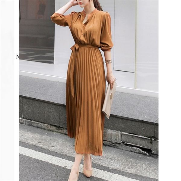

womens dress spring pleated fashion 2021 new plaid slim high wasit long temperament office female dresses long sleeve casual, Black;gray