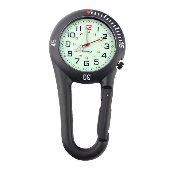

clip-on carabiner pocket watch keychain fluorescent women sport dial waist outdoor clip fob belt clock men h3w6 gadgets