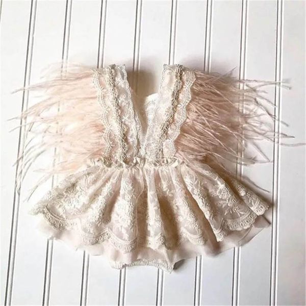 

girls rompers baby for girl clothes summer fashion feather lace skirts newborn dress infant jumpsuit princess bodysuits one piece clothing b, Blue