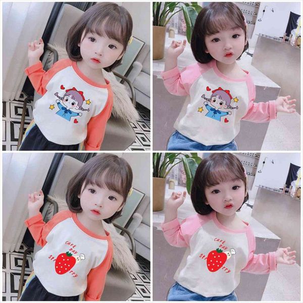 

spring autumn kids t shirt cute cartoon print long sleeve baby girls shirts o neck cotton children for, Blue