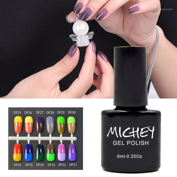 

color changing nail polish vernis a ongle qui change de couleur french manicure gel set nails professional(df25~df46)1, Red;pink