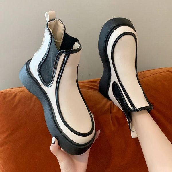 

boots 2021 women ankle non-slip set of feet thick bottom round toe casual comfortable females shoes ladies keep warm winter, Black