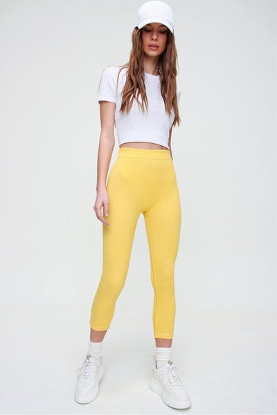 

women's leggings yellow seamless minimizer knit tights alc-x5899, Black