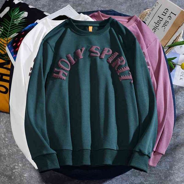 

spring and autumn men's high street pullover casual loose long sleeve top, Black