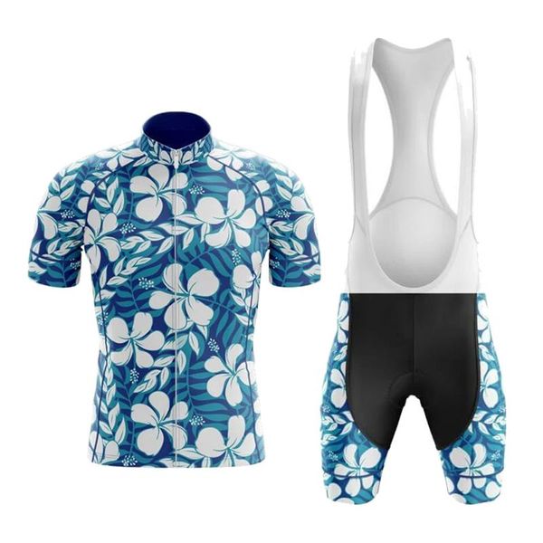 

racing sets tropical rainforest style blue summer cycling jersey set men ciclismo masculino bib short gel breathable pad maillot, Black;blue