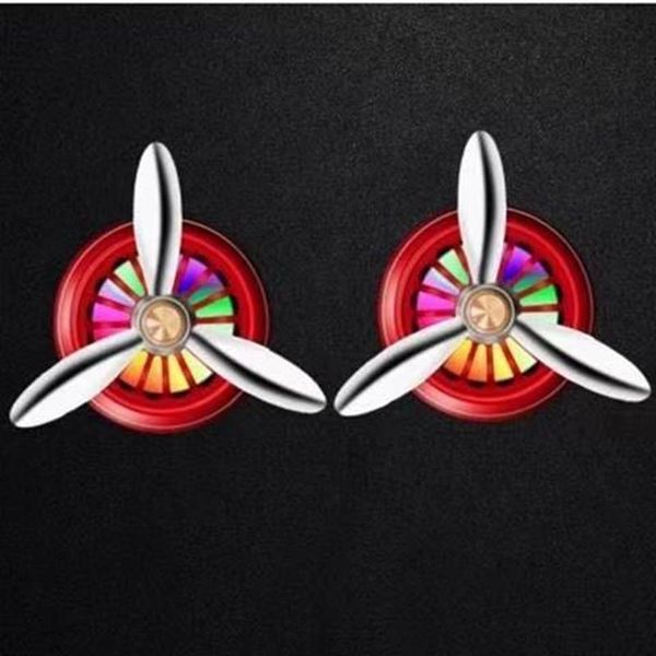 

interior decorations 2pcs/lotcar perfume aroma metal with colored lights inside the car accessories air outlet ornaments fan