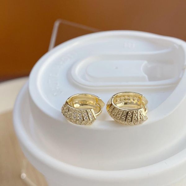 

hoop & huggie 14k real gold plated jewelry micro-inlaid zircon small round shine earrings for woman daily simple fashion earring, Golden;silver