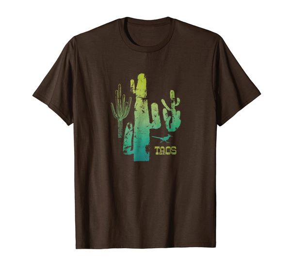 

taos, new mexico shirt with artistic desert cactus scene, White;black