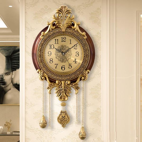 

wall clocks european style vintage mute clock living room retro quartz home decoration metal watches