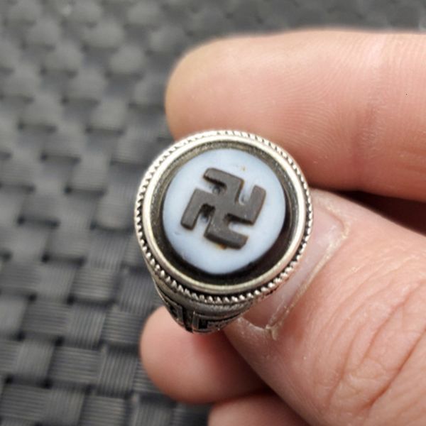 

jade black wanzi agate chalcedony ring antique agate jewelry ring, Silver