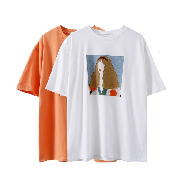 

women's t-shirt summer t shirt short sleeve orange white two color cotton t-shirts fashion for tees blusa 63fd