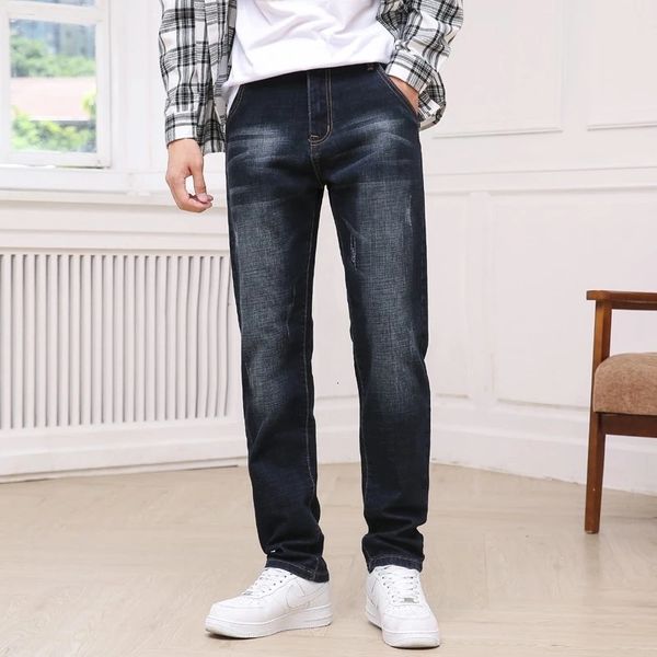 

jeans 2021 classic style men's business fashion small straight stretch denim trousers male brand loose fit jeans qwwl, Blue
