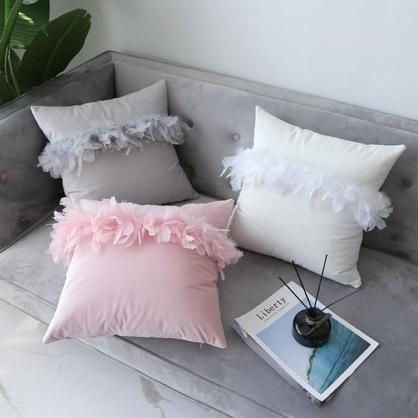

cushion/decorative pillow feather ins wind nordic minimalist pillowcase with core cushion sofa bedside princess girl heart