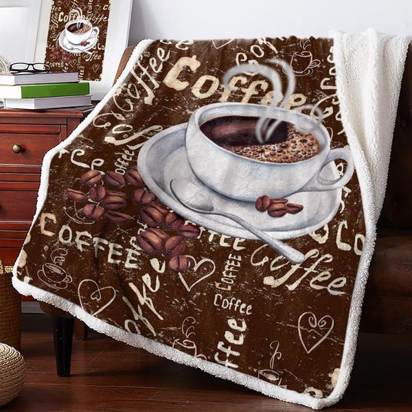 

blankets vintage style coffee beans sugar throw blanket soft fleece winter portable picnic bedclothes