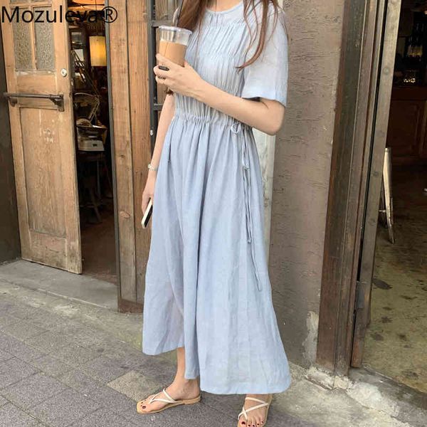 

wet casual summer short sleeve elegant ruched lace up girly midi blue line party dress femme, Black;gray