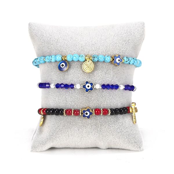

2022 popular natural turquoise crystal beads string evil eye dragonfly charm bracelet, Golden;silver