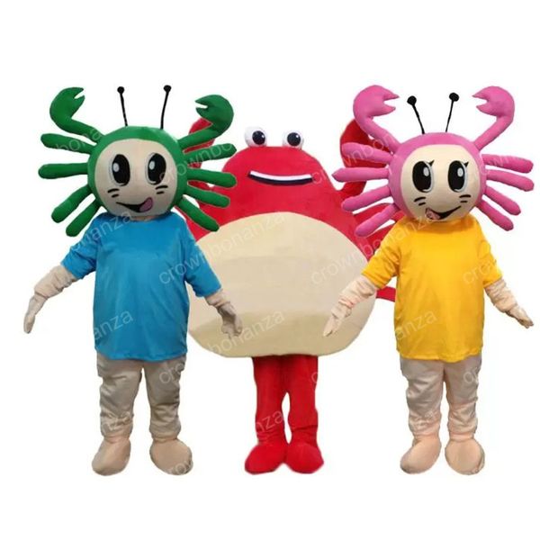 Costume da mascotte di granchio carino di Halloween Abiti da personaggio dei cartoni animati di alta qualità Abiti da esterno per feste di compleanno di carnevale di Natale per adulti