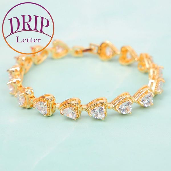 

link, chain heart bracelet gold color hip hop jewelry, Black