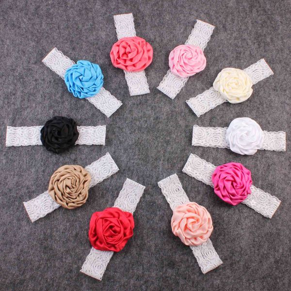 

hair accessories born baby girls elastic lace rose flower headband infant kids bands children satin headwear headbands kha233 8e60, Slivery;white