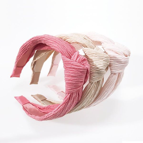

hair accessories women girls solid color pleated satin knot hairband headband adult