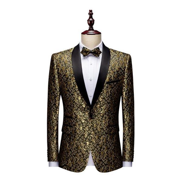 

men's suits & blazers only jacket mens wedding champagne jacquard with black satin collar tuxedo groom for men groomsmen blazer, White;black
