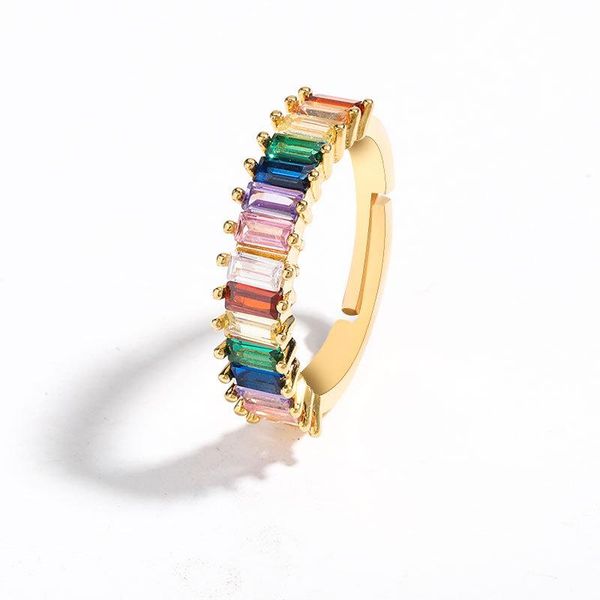 

wedding rings good quality fashion zircon adjustable ring design trendy women bridal gold color colorful stone finger gift, Slivery;golden