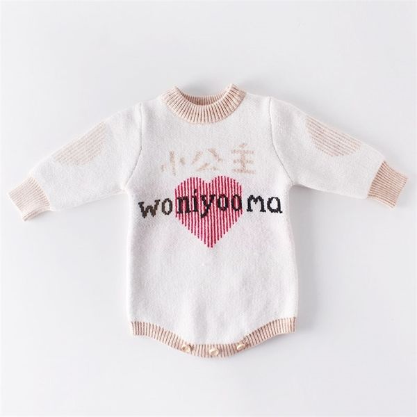 

baby girls rompers clothes bodysuit long sleeve little princess printing knit autumn winter infant 210521, Blue