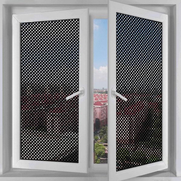 

wall stickers perforated mesh window film self adhesive black dotted one way privacy glass for home office decoration