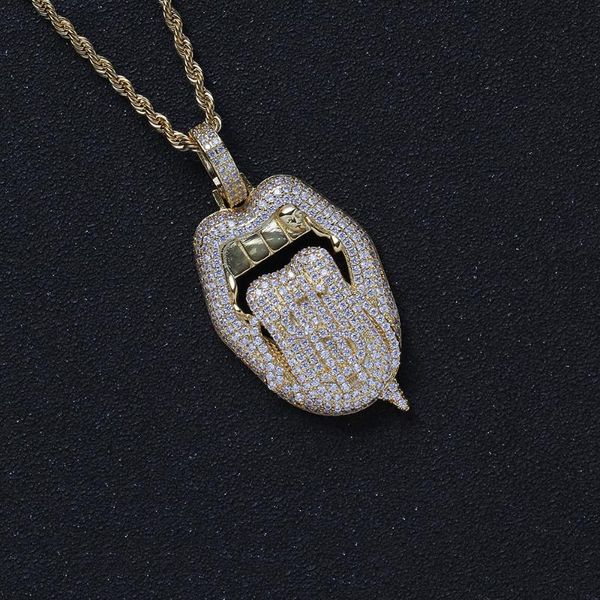 

Mouth Shape Bling Brass Pendants Men Hip Hop Jewelry For Man And Women CN322 Pendant Necklaces, Silver